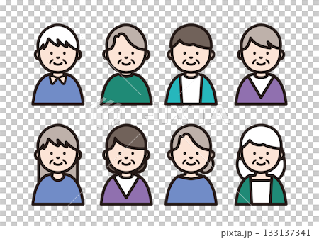 Simple elderly illustration icon Simple elderly illustration icon 133137341