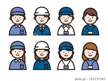 シンプルな作業着の人物アイコン シンプルな作業着の人物アイコン 133137345