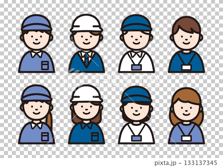 シンプルな作業着の人物アイコン シンプルな作業着の人物アイコン 133137345