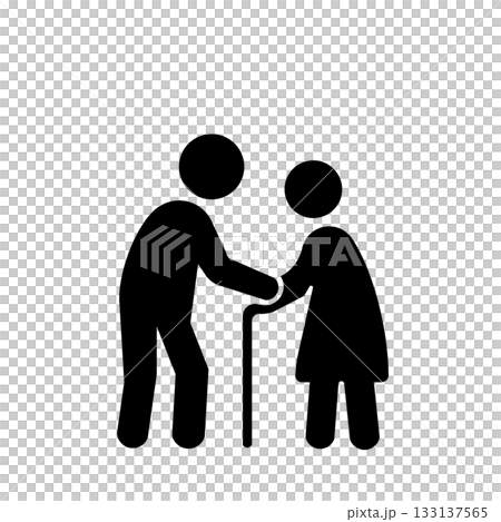 A simple black icon representing care and support 133137565