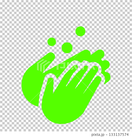 感染予防や衛生管理を表す手洗いアイコン(緑) 133137574