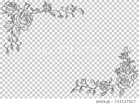 Stylish rose frame, hand-drawn 133137927