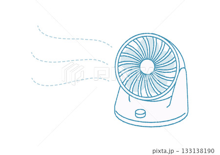 サーキュレーターが風を送るラインアートイラスト サーキュレーターが風を送るラインアートイラスト 133138190