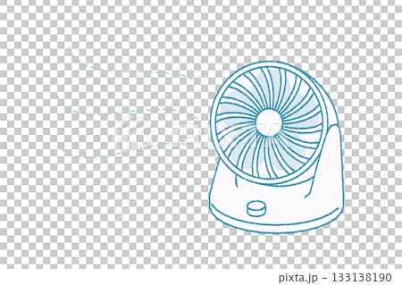サーキュレーターが風を送るラインアートイラスト サーキュレーターが風を送るラインアートイラスト 133138190