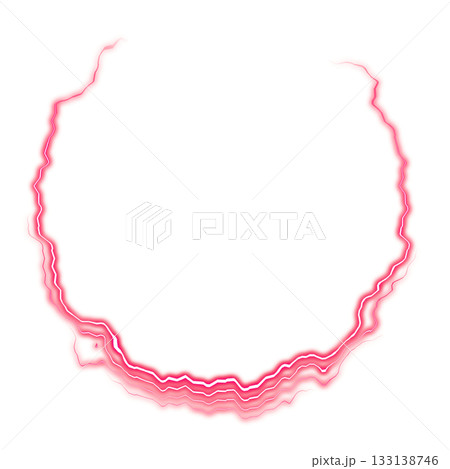 赤い稲妻円形フレーム 133138746