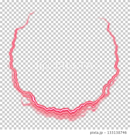 赤い稲妻円形フレーム 133138746