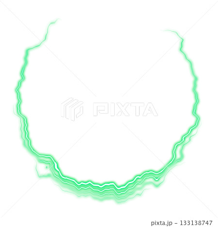 緑の稲妻円形フレーム 133138747