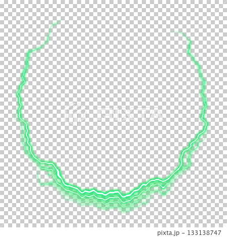 緑の稲妻円形フレーム 133138747
