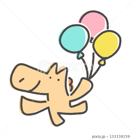 風船で空を飛ぶ笑顔の馬 パーティー 幸せ 誕生日 風船で空を飛ぶ笑顔の馬 パーティー 幸せ 誕生日 133139159