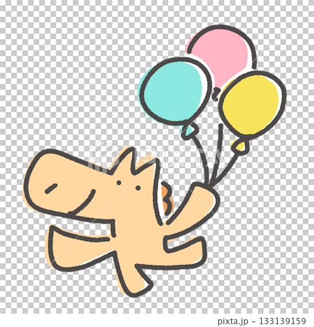 風船で空を飛ぶ笑顔の馬 パーティー 幸せ 誕生日 風船で空を飛ぶ笑顔の馬 パーティー 幸せ 誕生日 133139159