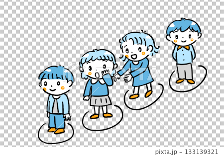 兒童排隊的插圖 / 治療性教育和社交技能訓練 133139321