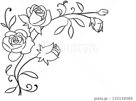 おしゃれなバラのフレーム　手描き 133139368