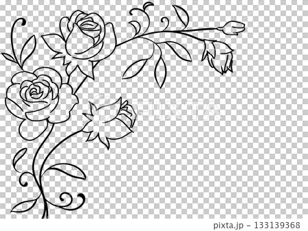 おしゃれなバラのフレーム　手描き 133139368
