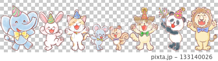 かわいい動物達のパーティー_一列並び 133140026