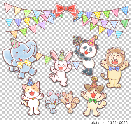 可愛動物派對_穿著派對服裝的動物們 133140033