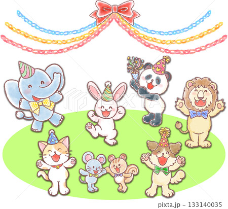 かわいい動物達のパーティー_パーティー飾り かわいい動物達のパーティー_パーティー飾り 133140035