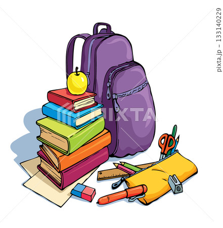 Vector school still life. A stack of books 133140229
