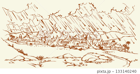 Vector drawing. Fire in the city Vector drawing. Fire in the city 133140240
