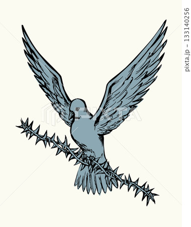 Vector drawing. Big thorn branch 133140256