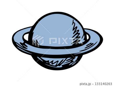 Vector drawing. Big planet in the sky 133140263