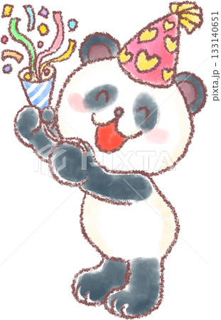 かわいい動物達のパーティー_クラッカーを鳴らすパンダ 133140651