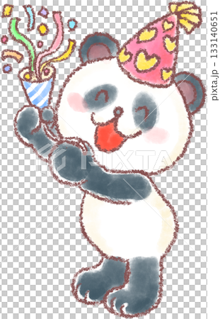 かわいい動物達のパーティー_クラッカーを鳴らすパンダ 133140651