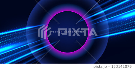 Circles light effect blue and pink on dark background. Technology glowing effect. Circles light effect blue and pink on dark background. Technology glowing effect. 133141079
