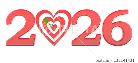 2026 heart target concept, 3D rendering 133141431