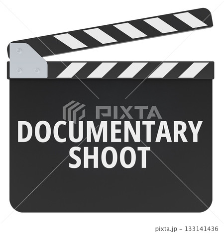 Documentary Shoot, clapperboard. 3D rendering Documentary Shoot, clapperboard. 3D rendering 133141436