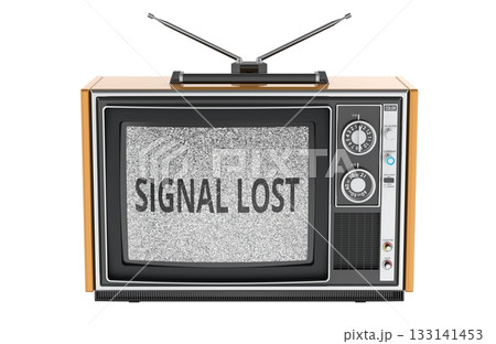 Signal Lost, concept with retro TV. 3D rendering Signal Lost, concept with retro TV. 3D rendering 133141453