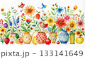 小鳥と花瓶のやさしい水彩 133141649