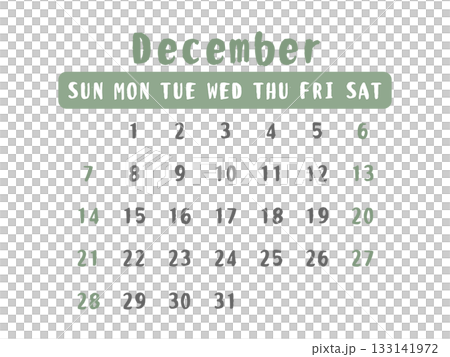 2025年　12月（December）　カレンダー　イラスト 133141972