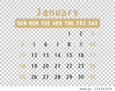 2026年1月日曆插圖 133141974