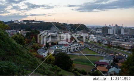 夜景の眺望の良いポイントから見える聖蹟桜ヶ丘や川崎街道沿いの住宅地 133141996