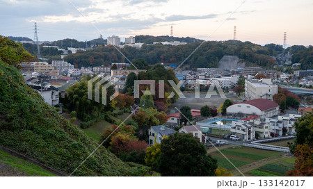夜景の眺望の良いポイントから見える聖蹟桜ヶ丘や川崎街道沿いの住宅地 133142017