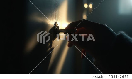 暗い部屋で鍵穴に差す瞬間 133142671