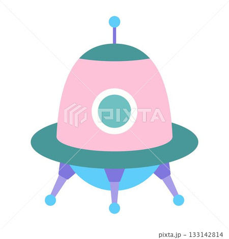 cartoon satellite isolated, flat style 133142814