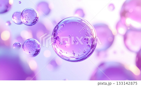紫の美容分子が漂う透明感のある保湿成分イメージ・美容液広告背景に最適 133142875