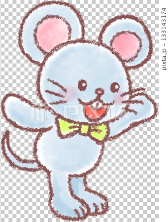 Cute animal party_Rat wearing a bow tie and raising one hand 133143174
