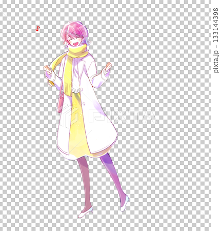 A woman going out, smiling, making fists with both hands, excited, winter A woman going out, smiling, making fists with both hands, excited, winter 133144398