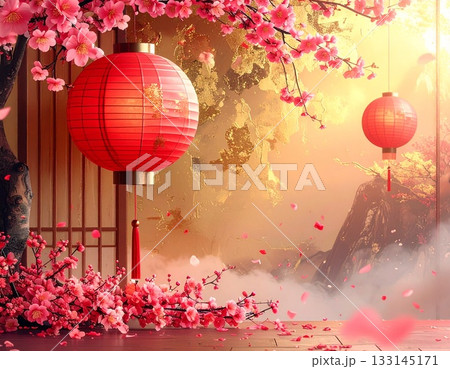 金屏風の背景に和風小物の背景素材 金屏風の背景に和風小物の背景素材 133145171