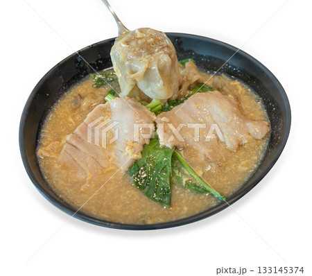 Top view of Rice Noodles with Gravy, focus selective Top view of Rice Noodles with Gravy, focus selective 133145374