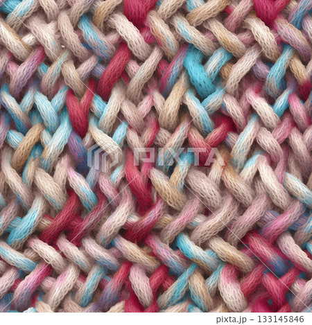 seamless texture of knitted colored wool material, neural network generated image 133145846