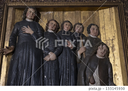 Detail of wooden figures at Basilique Notre-Dame-de-Buglose in Landes 133145930