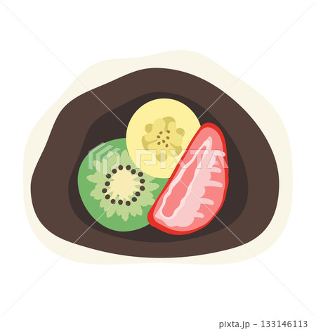 フルーツ大福（いちご・バナナ・キウイフルーツ）　イラスト 133146113