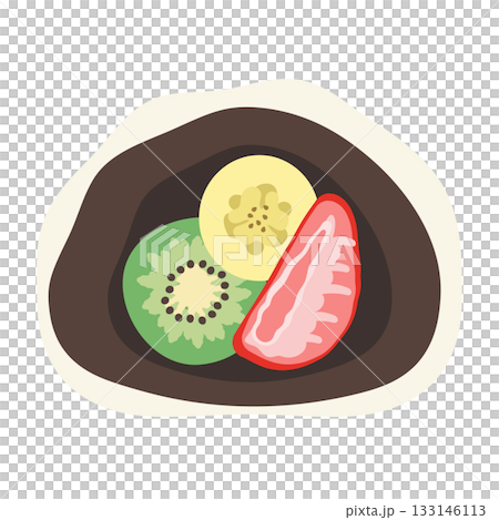 フルーツ大福（いちご・バナナ・キウイフルーツ）　イラスト 133146113