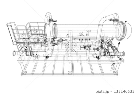 Industrial Piping System Blueprint. Vector Industrial Piping System Blueprint. Vector 133146533