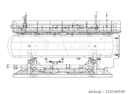 Industrial Tank Blueprint. Vector Industrial Tank Blueprint. Vector 133146540