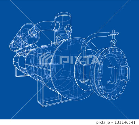 Industrial Machine Blueprint. Vector Industrial Machine Blueprint. Vector 133146541