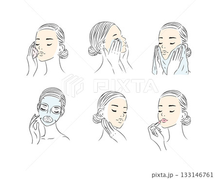 Female face care collection light Female face care collection light 133146761